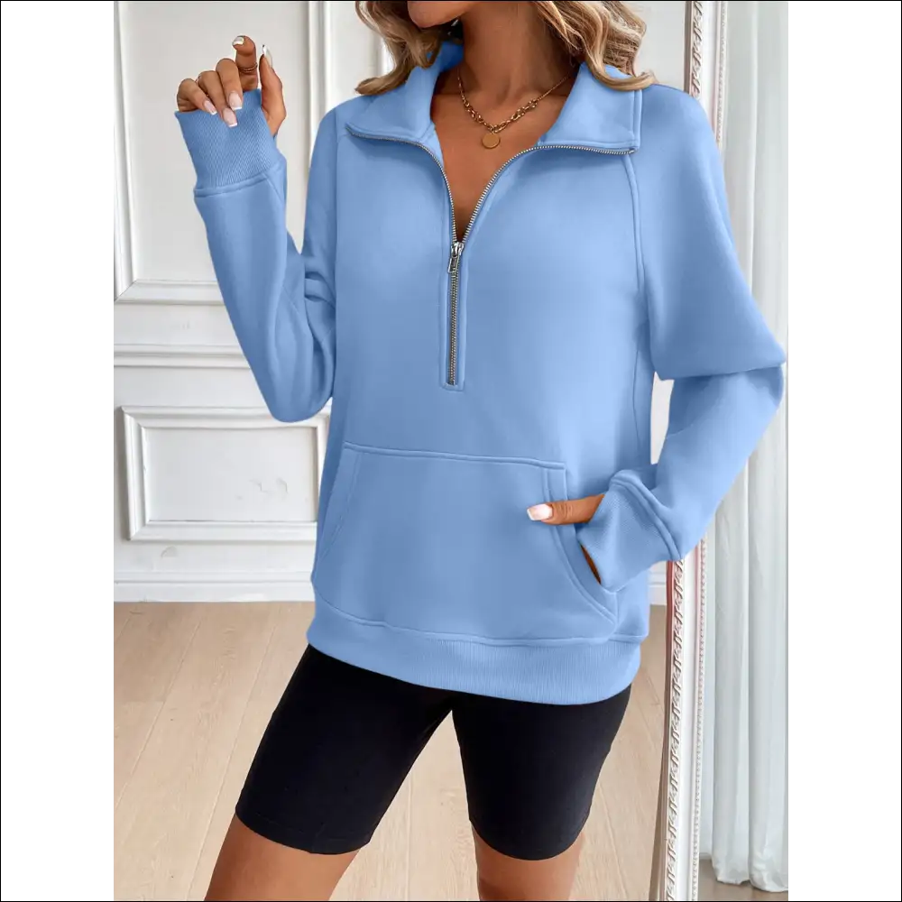 Ivy Lane Chic Half Zip Raglan Sweatshirt - Sweatshirts & Hoodies on Sale Worldwide Shipping