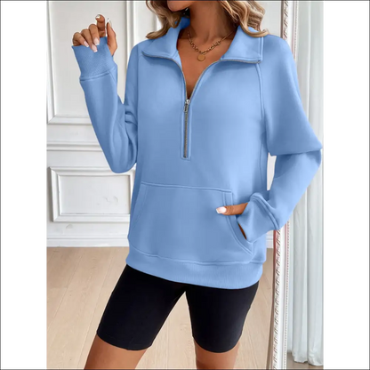Ivy Lane Chic Half Zip Raglan Sweatshirt - Sweatshirts & Hoodies on Sale Worldwide Shipping
