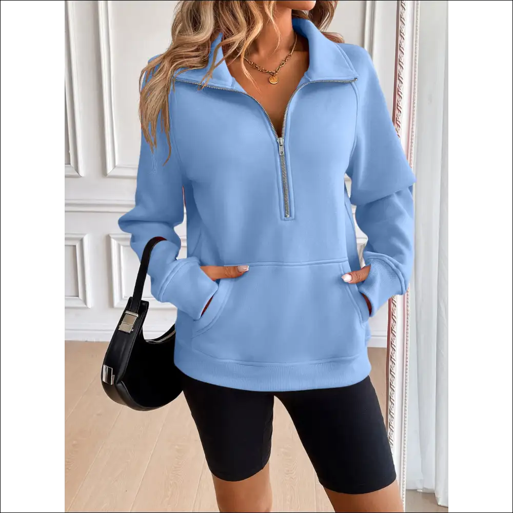 Ivy Lane Chic Half Zip Raglan Sweatshirt - Sweatshirts & Hoodies on Sale Worldwide Shipping