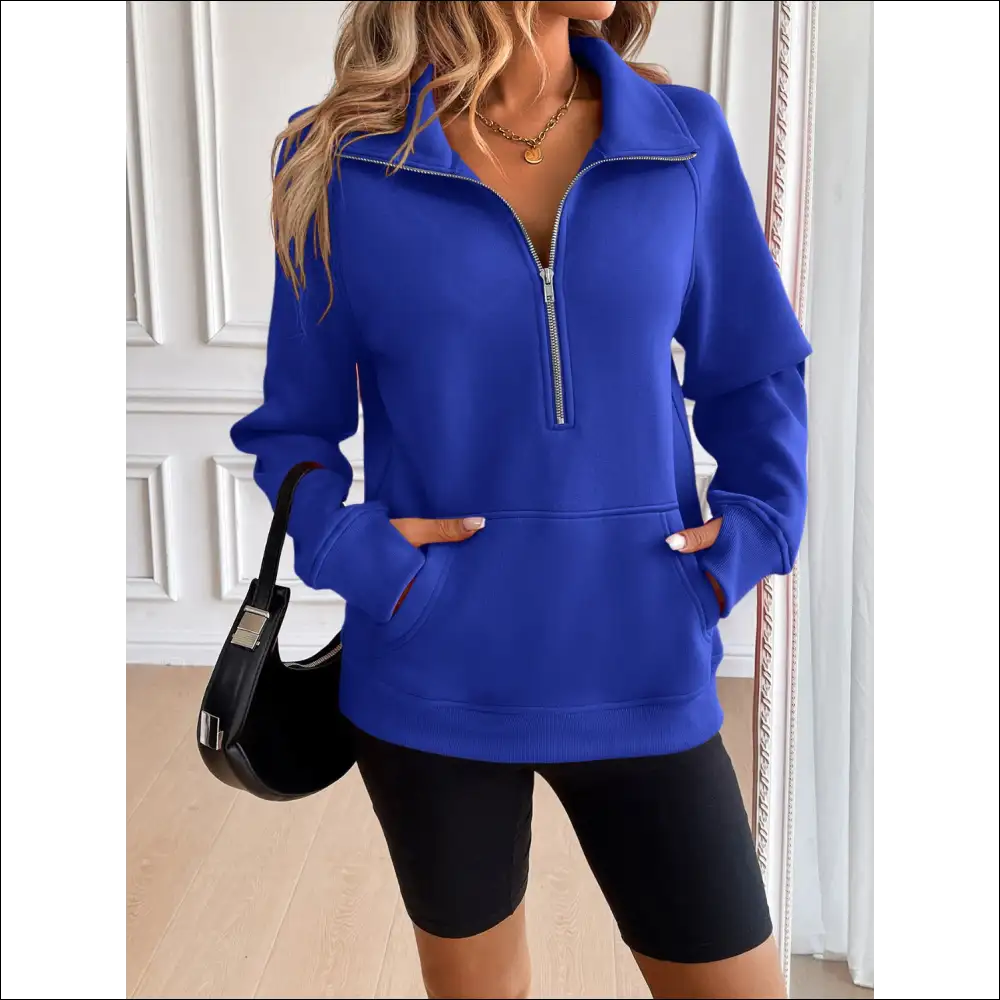 Ivy Lane Chic Half Zip Raglan Sweatshirt - Sweatshirts & Hoodies on Sale Worldwide Shipping