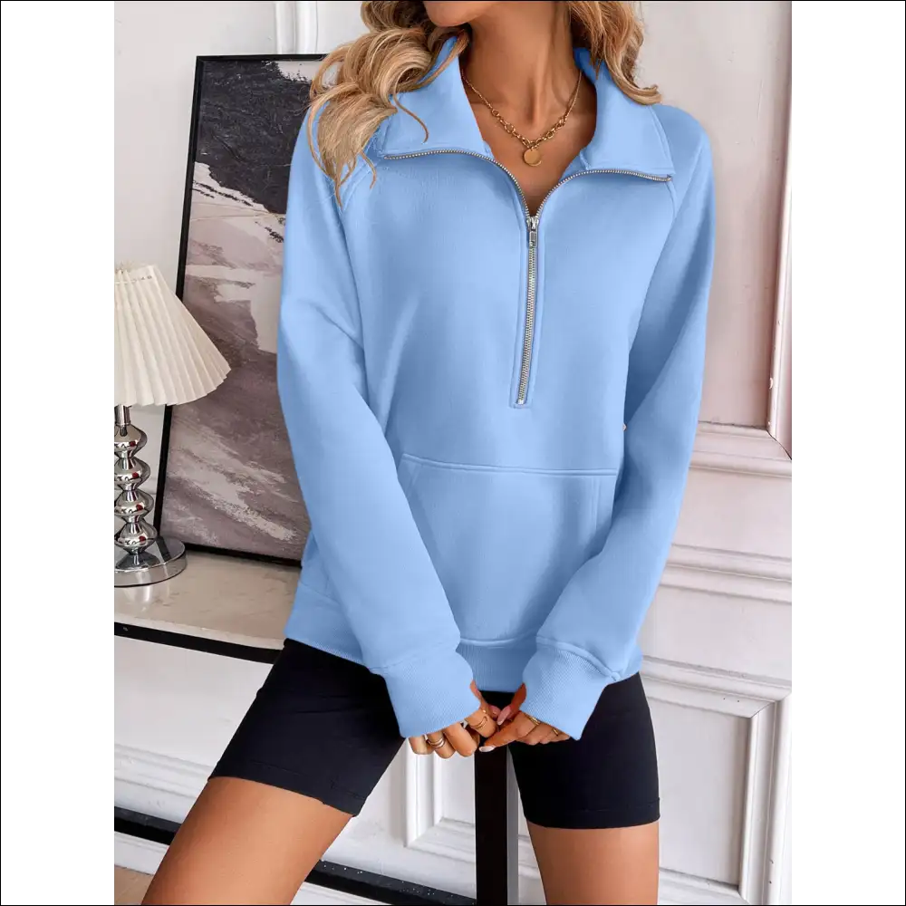 Ivy Lane Chic Half Zip Raglan Sweatshirt - Sweatshirts & Hoodies on Sale Worldwide Shipping