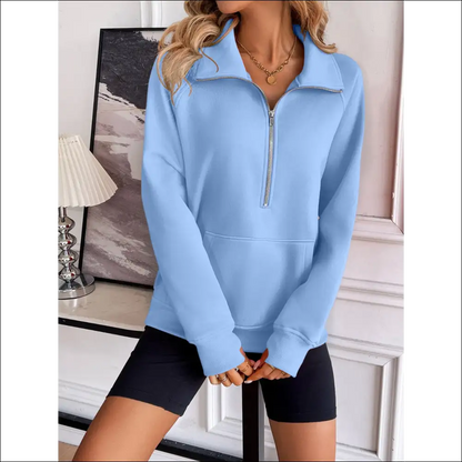 Ivy Lane Chic Half Zip Raglan Sweatshirt - Sweatshirts & Hoodies on Sale Worldwide Shipping