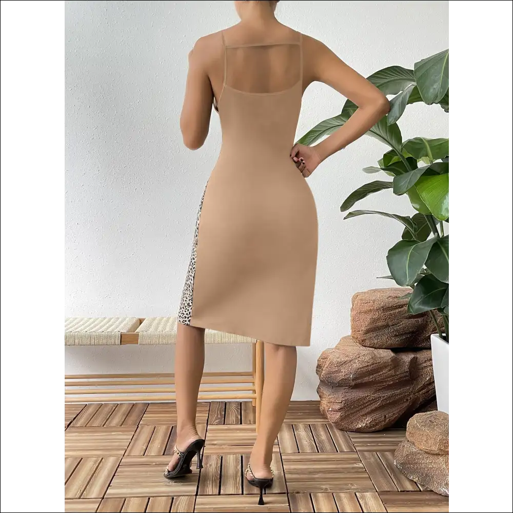 Ivy Lane Leopard Color Block Cutout Dress - Dresses on Sale Worldwide Shipping