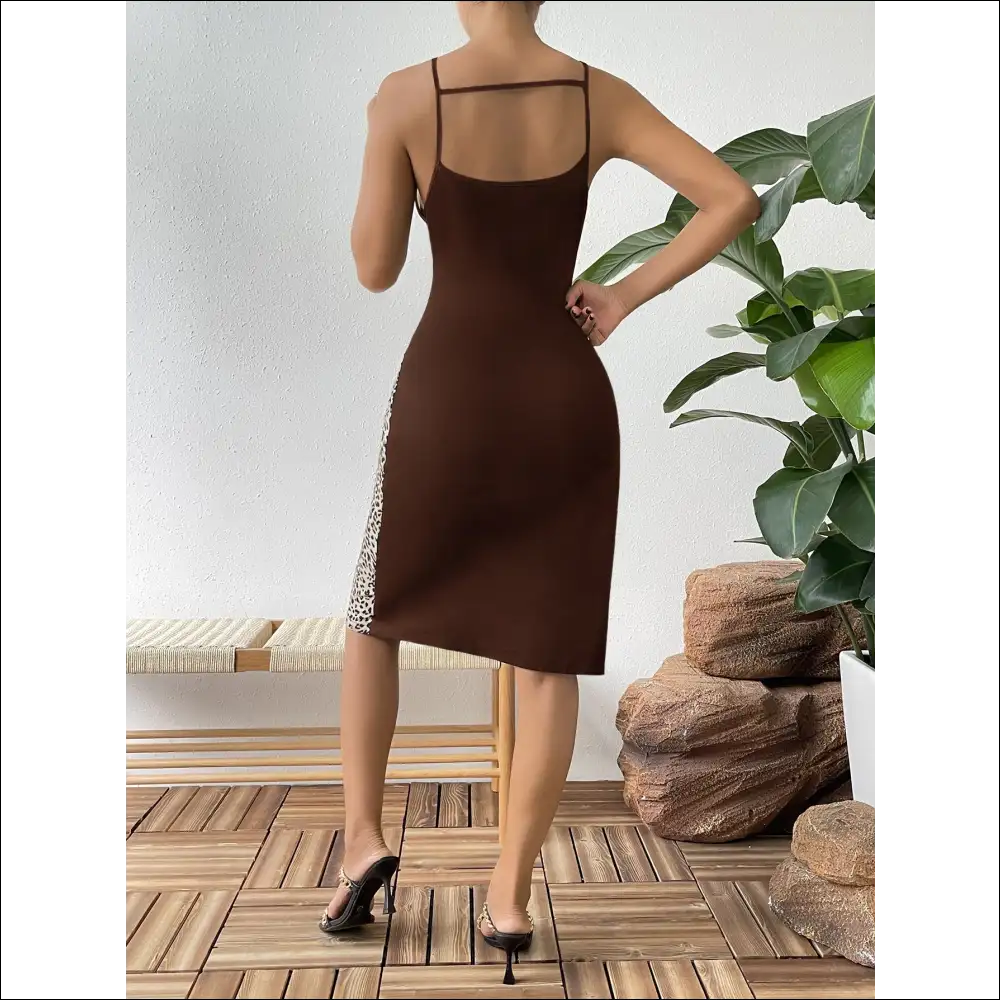 Ivy Lane Leopard Color Block Cutout Dress - Dresses on Sale Worldwide Shipping
