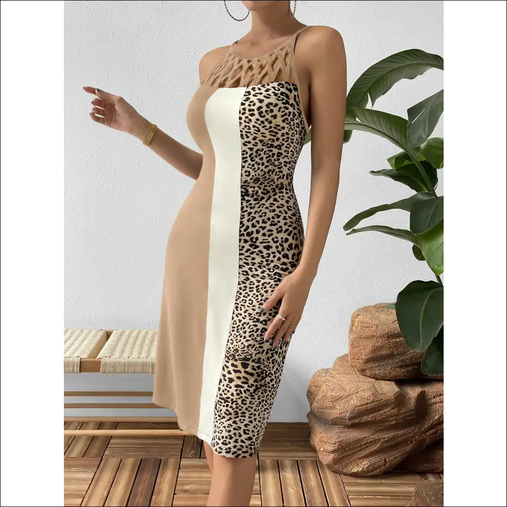 Ivy Lane Leopard Color Block Cutout Dress - Dresses on Sale Worldwide Shipping