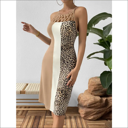 Ivy Lane Leopard Color Block Cutout Dress - Dresses on Sale Worldwide Shipping