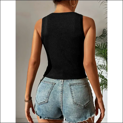 Ivy Lane Leopard Cutout Round Neck Tank - Tops on Sale Worldwide Shipping