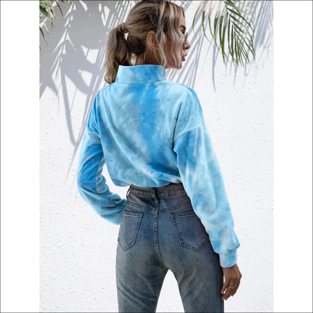 Ivy Lane Tie-dye Quarter Zip Sweatshirt - Sweatshirts & Hoodies on Sale Worldwide Shipping