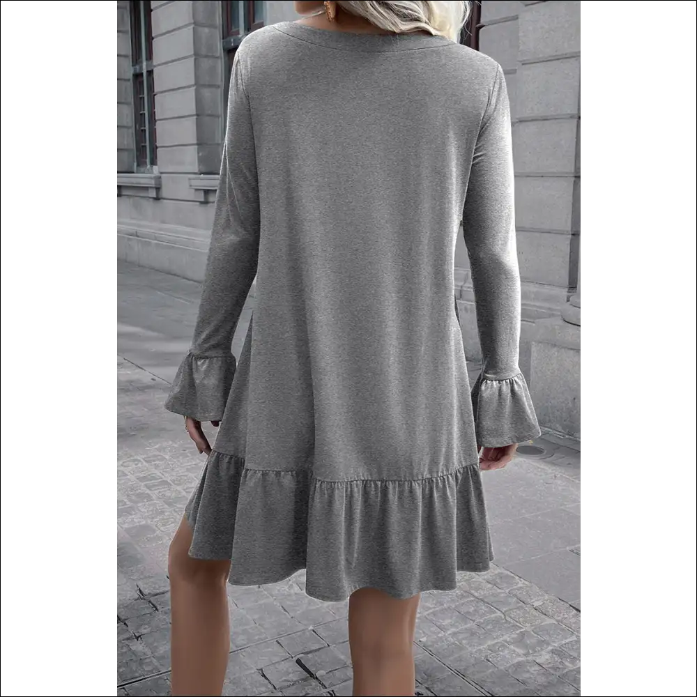 Ivy Lane V-neck Flounce Sleeve Ruffle Hem Mini Dress - Dresses on Sale Worldwide Shipping