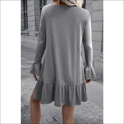 Ivy Lane V-neck Flounce Sleeve Ruffle Hem Mini Dress - Dresses on Sale Worldwide Shipping