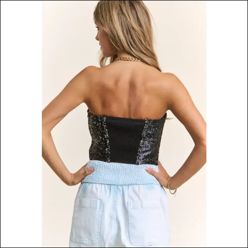 J.nna Sequin Strapless Bustier Top - Tank Tops on Sale Worldwide Shipping