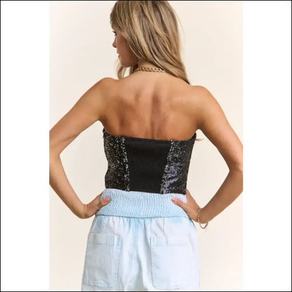 J.nna Sequin Strapless Bustier Top - Tank Tops on Sale Worldwide Shipping