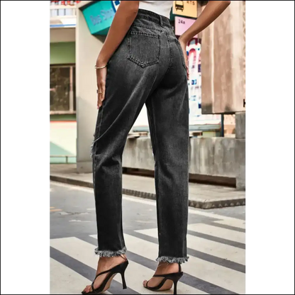 Jeans: Meet your New Bestie the Distressed Buttoned Loose Fit Wonder! 😂👖 - Jeans on Sale Worldwide Shipping