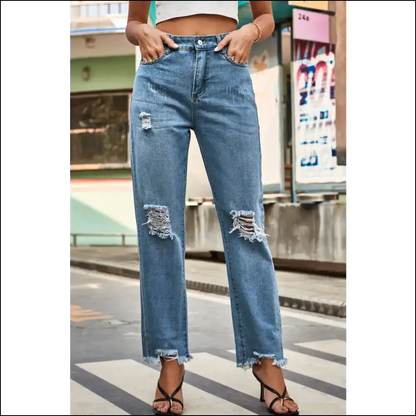 Jeans: Meet your New Bestie the Distressed Buttoned Loose Fit Wonder! 😂👖 - Medium / s - Jeans on Sale Worldwide Shipping