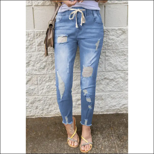 Jeans so Distressed They’ve Seen More Drama than a Reality Show 🎭✨ - Light / 10 - on Sale Worldwide Shipping