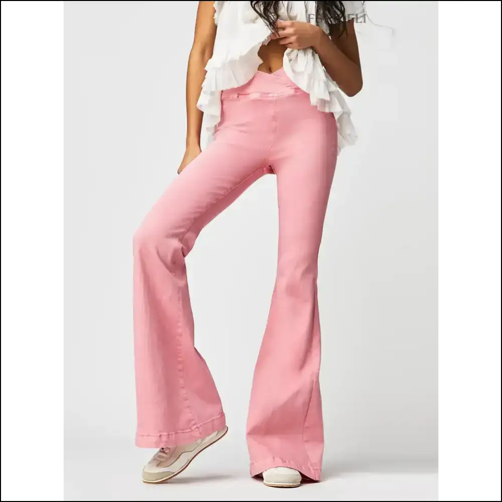 Jeans that are as Quirky your Personality: Asymmetric Waist Flair! 🎉 - Pink / Xs - on Sale Worldwide Shipping