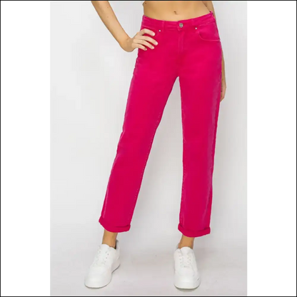 Jeans that Elevate your Curves Because who Needs a Personal Trainer? 😂 - Fuchsia / on Sale Worldwide Shipping