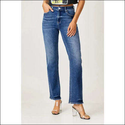 Jeans that Make you Feel Like a Snack: Risen Mid Rise Slim Straight! 🍕👖 - Dark / 5 - on Sale Worldwide Shipping