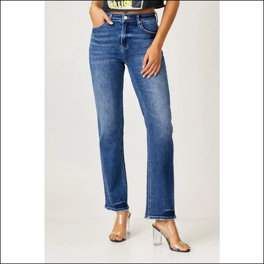 Jeans that Make you Feel Like a Snack: Risen Mid Rise Slim Straight! 🍕👖 - Dark / 5 - on Sale Worldwide Shipping