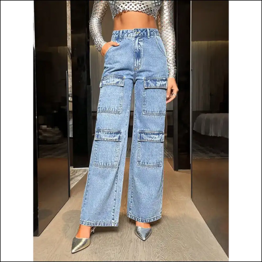 Jeans that Say I’m Chic not just Wide Leg High Waist Af! 😂👖 - Needful Things - Light Blue / s - on Sale Worldwide Shipping