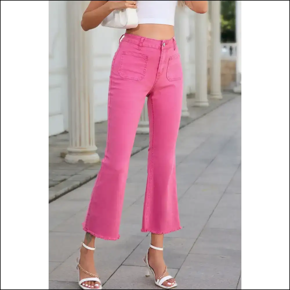 Jeans that Speak Volumes: be Edgy Classy with Raw Hem High Waist Bootcuts! 😎 - on Sale Worldwide Shipping