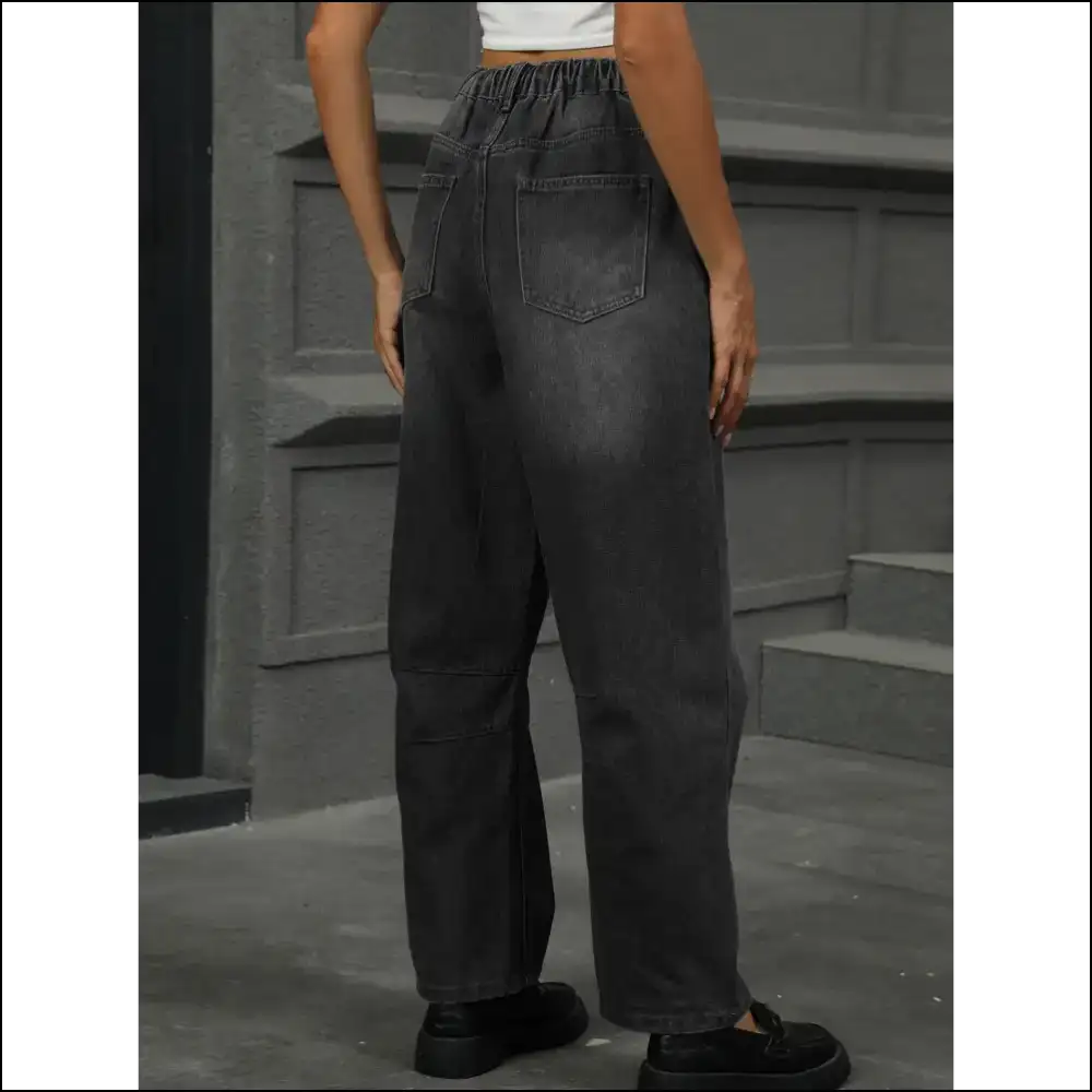 Jeans that Won’t Judge your Snack Habits: Chic Half Elastic Waist Ready! 😄👖 - Medium / 2xl - on Sale Worldwide Shipping