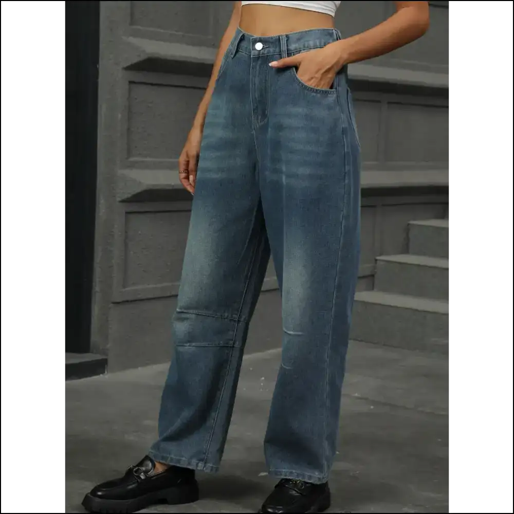Jeans that Won’t Judge your Snack Habits: Chic Half Elastic Waist Ready! 😄👖 - Dark / m - on Sale Worldwide Shipping