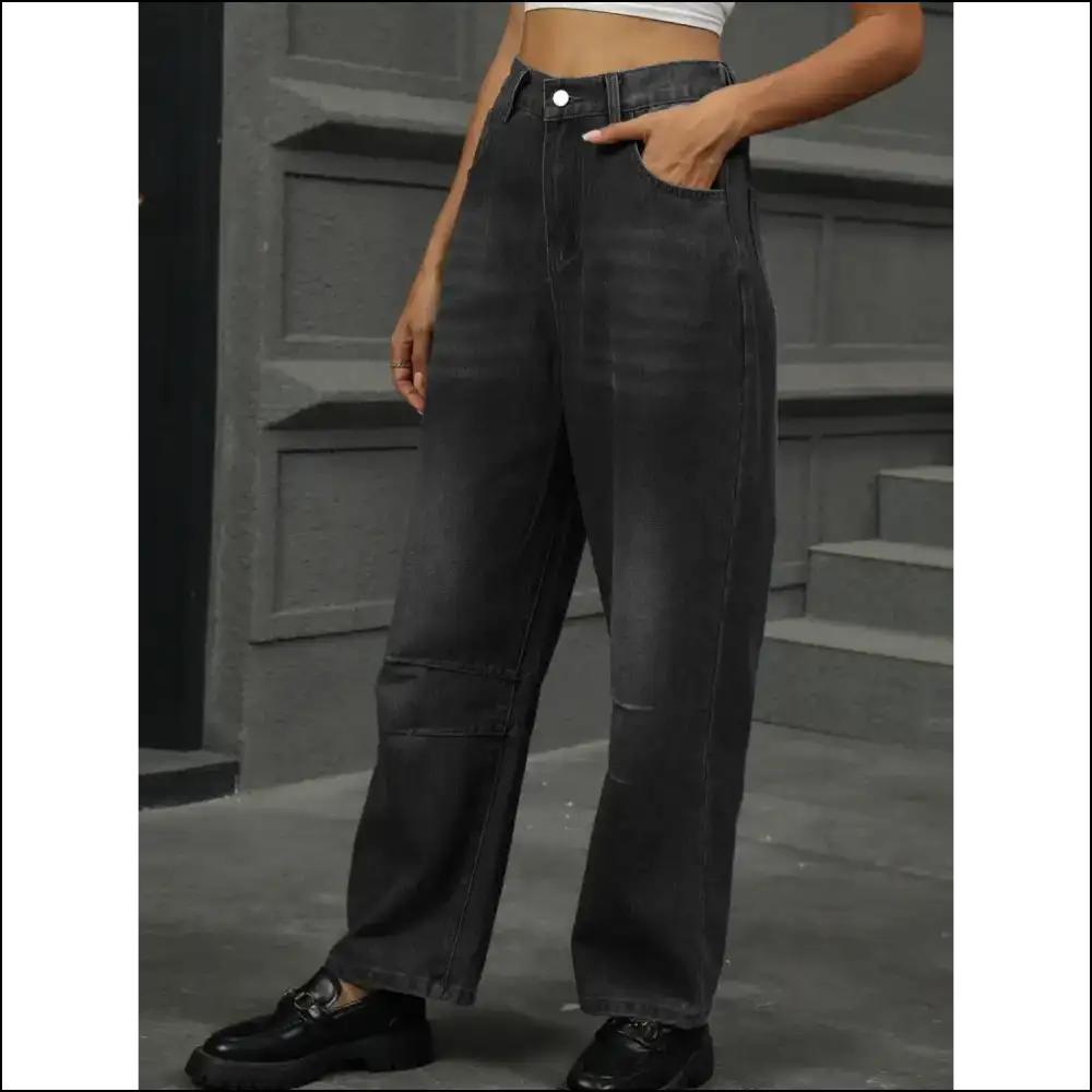 Jeans that Won’t Judge your Snack Habits: Chic Half Elastic Waist Ready! 😄👖 - on Sale Worldwide Shipping