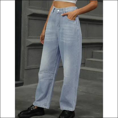 Jeans that Won’t Judge your Snack Habits: Chic Half Elastic Waist Ready! 😄👖 - on Sale Worldwide Shipping