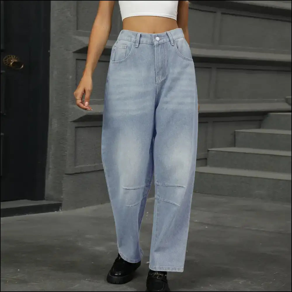 Jeans that Won’t Judge your Snack Habits: Chic Half Elastic Waist Ready! 😄👖 - on Sale Worldwide Shipping