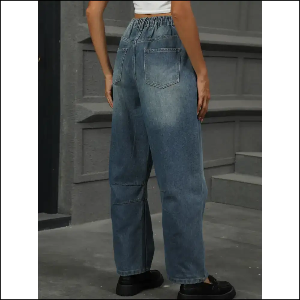 Jeans that Won’t Judge your Snack Habits: Chic Half Elastic Waist Ready! 😄👖 - on Sale Worldwide Shipping