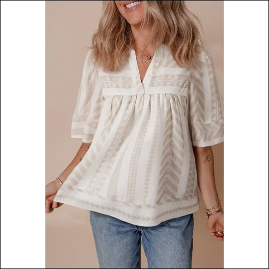 Jet Stream Geometric Blouse Goddess Mode Activated - White / s - Blouses on Sale Worldwide Shipping