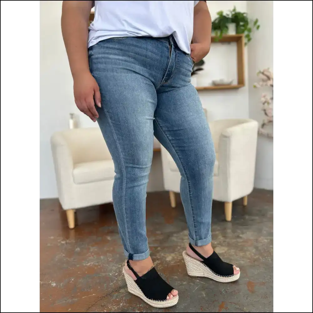 Judy Blue Cuffed Hem Jeans: Because who Needs Comfort when you can have Style? 😂👖 - Jeans on Sale Worldwide Shipping