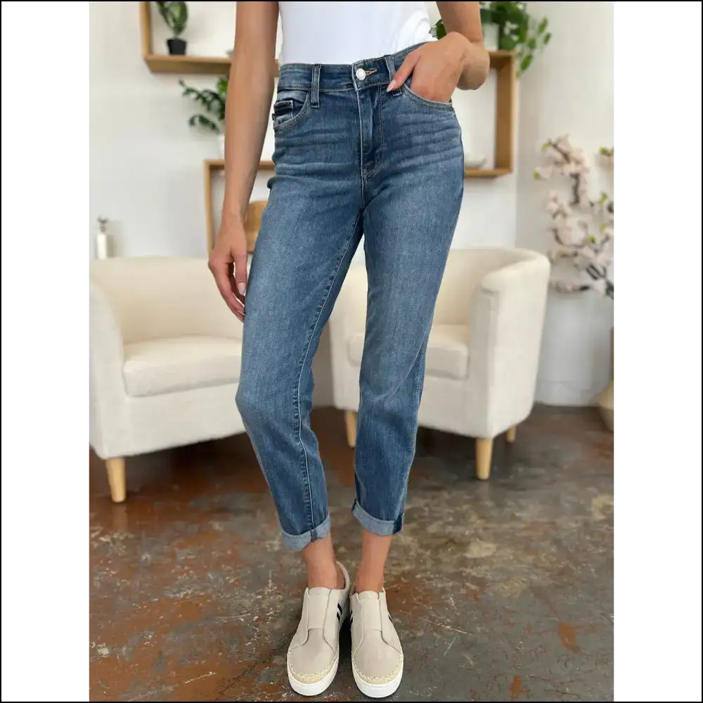 Judy Blue Cuffed Hem Jeans: Because who Needs Comfort when you can have Style? 😂👖 - Jeans on Sale Worldwide Shipping