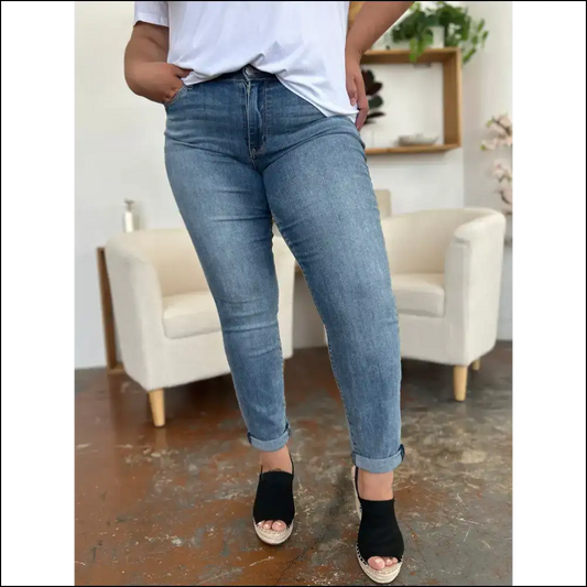Judy Blue Cuffed Hem Jeans: Because who Needs Comfort when you can have Style? 😂👖 - Jeans on Sale Worldwide Shipping