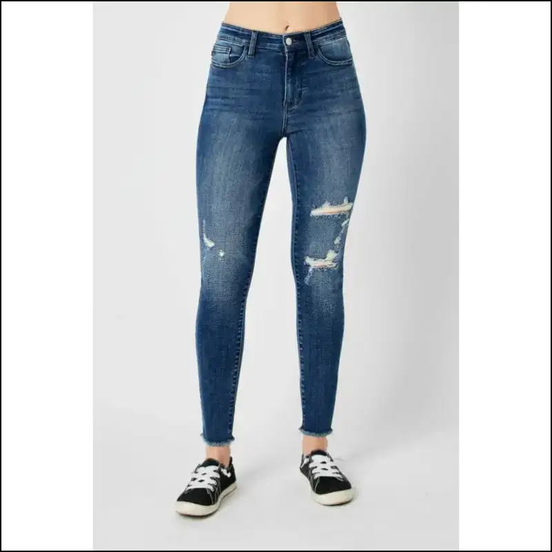 Judy Blue High Waist Jeans: your New Best Friend in Distressed Fashion! 💙👖 - Jeans on Sale Worldwide Shipping