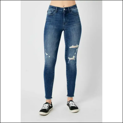 Judy Blue High Waist Jeans: your New Best Friend in Distressed Fashion! 💙👖 - Jeans on Sale Worldwide Shipping