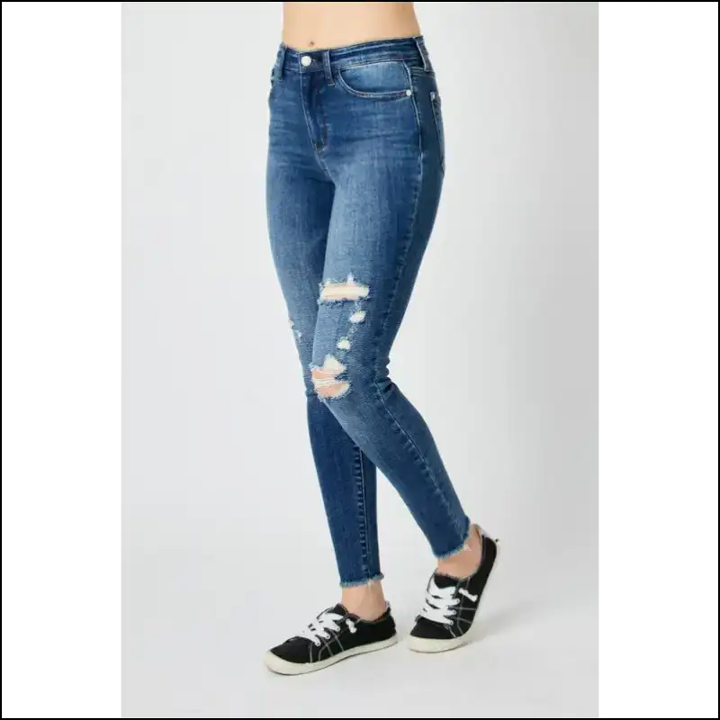 Judy Blue High Waist Jeans: your New Best Friend in Distressed Fashion! 💙👖 - Jeans on Sale Worldwide Shipping