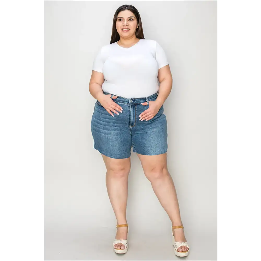 Judy Blue High Waist Slim Fit Denim Shorts - on Sale Worldwide Shipping