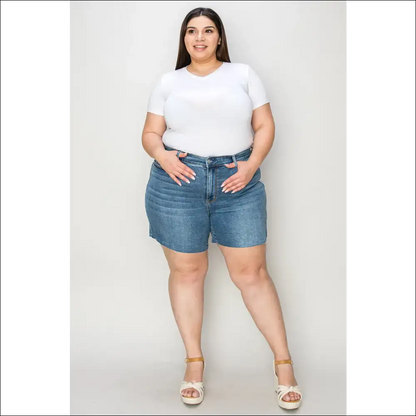 Judy Blue High Waist Slim Fit Denim Shorts - on Sale Worldwide Shipping
