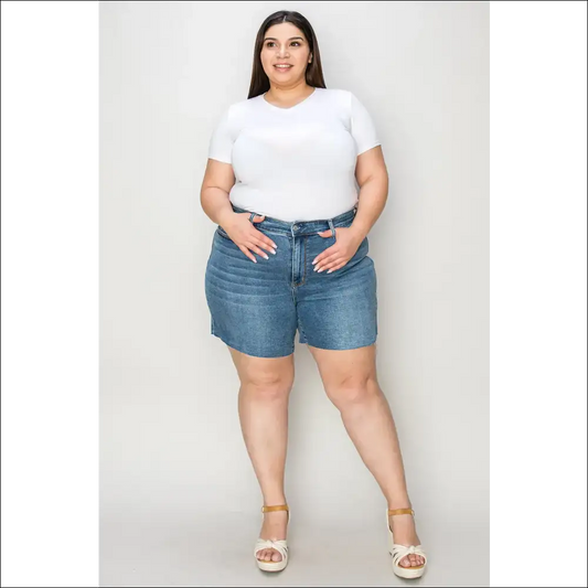 Judy Blue High Waist Slim Fit Denim Shorts - on Sale Worldwide Shipping