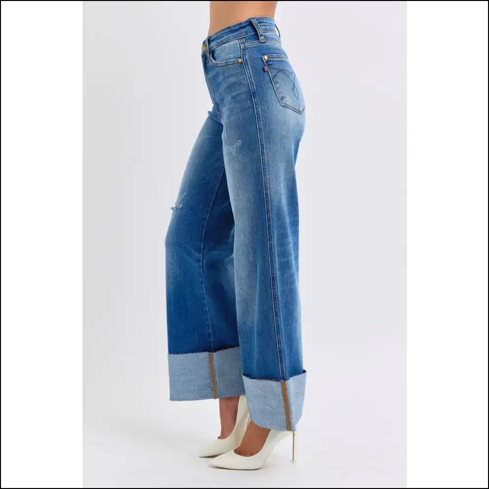 Judy Blue Jeans: High Waist Wide Leg and Distressed Enough for Therapy! - Jeans on Sale Worldwide Shipping