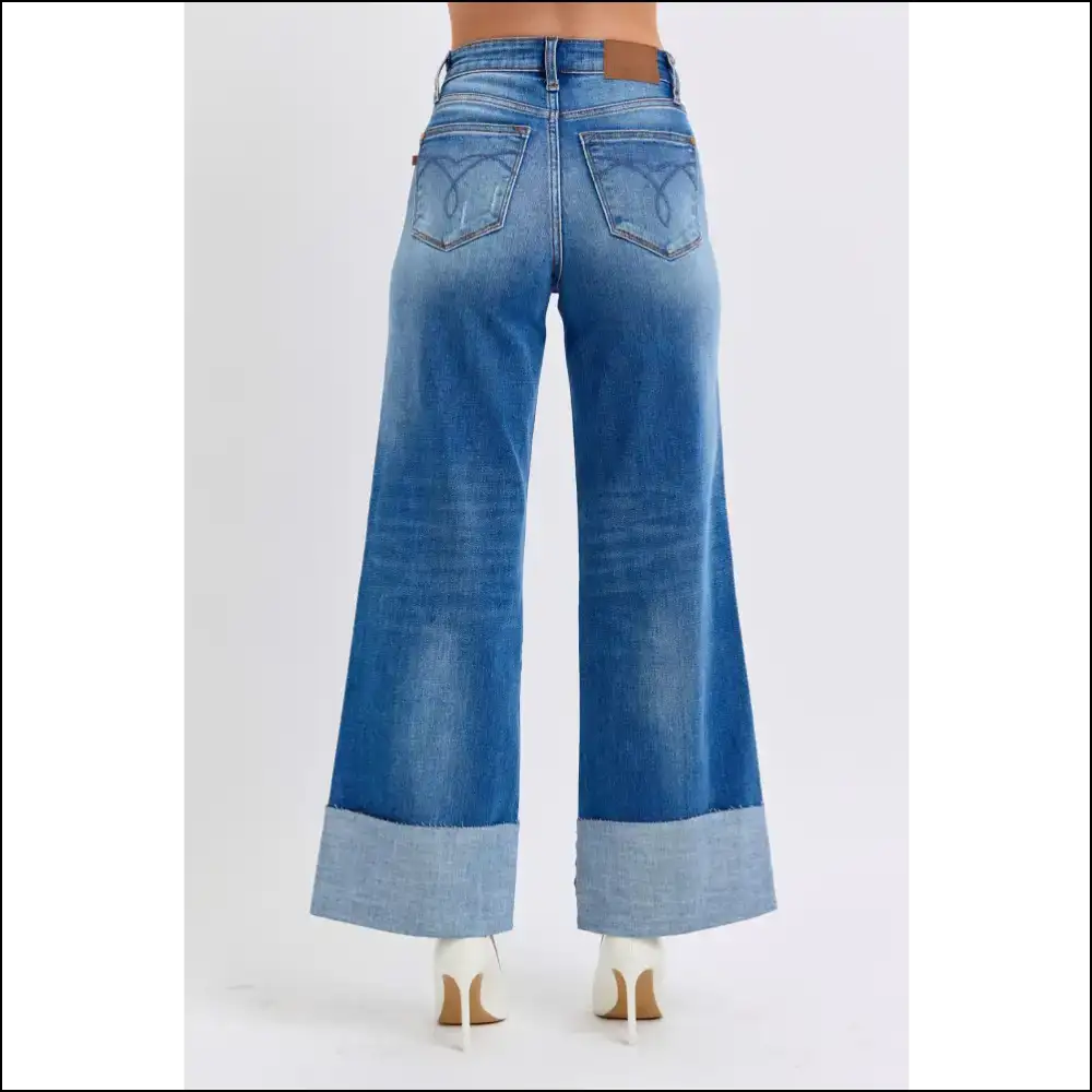 Judy Blue Jeans: High Waist Wide Leg and Distressed Enough for Therapy! - Jeans on Sale Worldwide Shipping