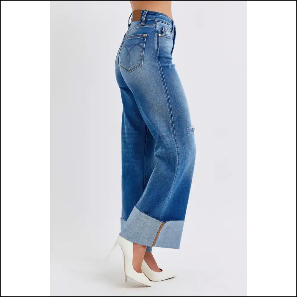 Judy Blue Jeans: High Waist Wide Leg and Distressed Enough for Therapy! - Jeans on Sale Worldwide Shipping
