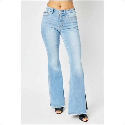 Judy Blue Mid Rise Flare Jeans: Because who Needs Self-esteem Anyway? 😂👖 - Medium / 16w - Jeans on Sale Worldwide Shipping