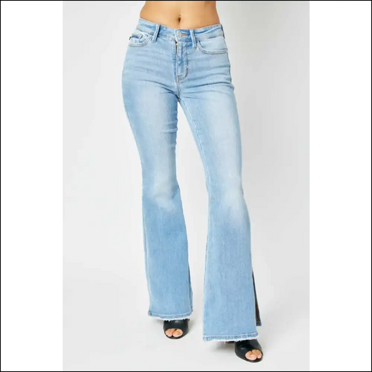Judy Blue Mid Rise Flare Jeans: Because who Needs Self-esteem Anyway? 😂👖 - Medium / 16w - Jeans on Sale Worldwide Shipping