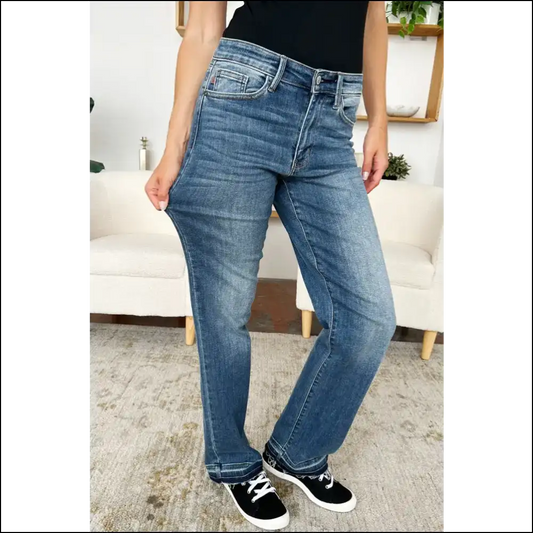 Judy Blue Mid Rise Release Hem Jeans: Confidence with a Side of Sass 😏👖 - Jeans on Sale Worldwide Shipping