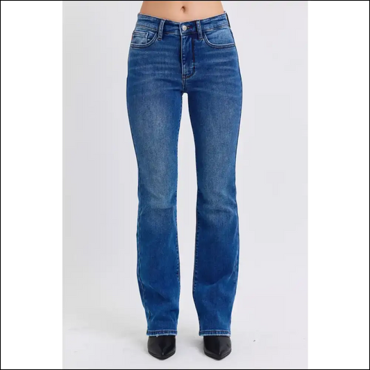 Judy Blue’s Bootcut Jeans: where Power Meets Thermal Warmth and Laughter! 😂✨ - Dark / 0(24) - Jeans on Sale Worldwide Shipping