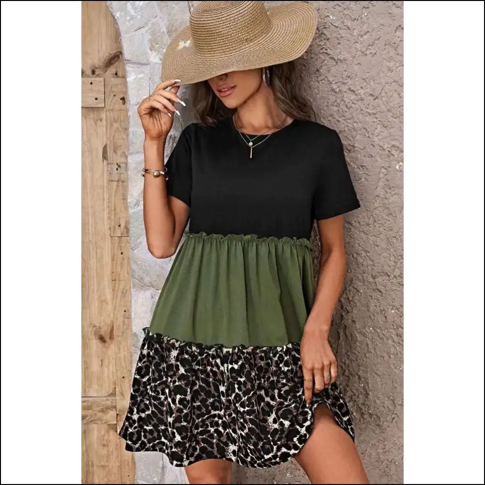 Jungle Green Leopard Print: Dress Like you Own the Zoo 🐆 Needful Things - Short Dresses on Sale Worldwide Shipping