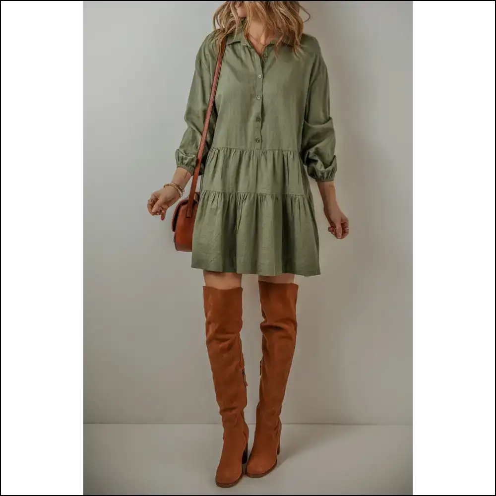 Jungle Green Puff Sleeve Dress: my Closet’s Gone Wild 🤪 - Short Dresses on Sale Worldwide Shipping